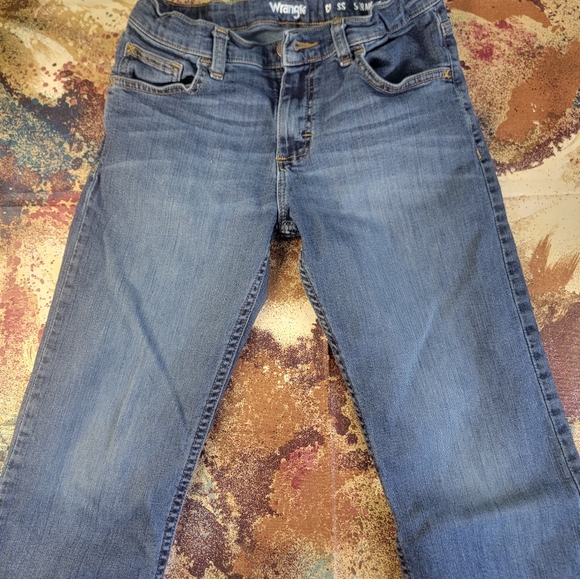 Wrangler Jeans Sz 10 Boys Pants Husky blue Casual Outdoor Straight Leg Denim Kid - Picture 2 of 10
